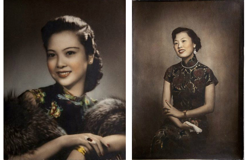 Photographs of beautiful1930s women, pairing their qipaos beautifully with the most fashionable makeup and accessories of the era - permed hair, pearls, fur, red nails and lips; photos by Israeli photographer Sam Sanzetti who resided in Shanghai 1922-1957