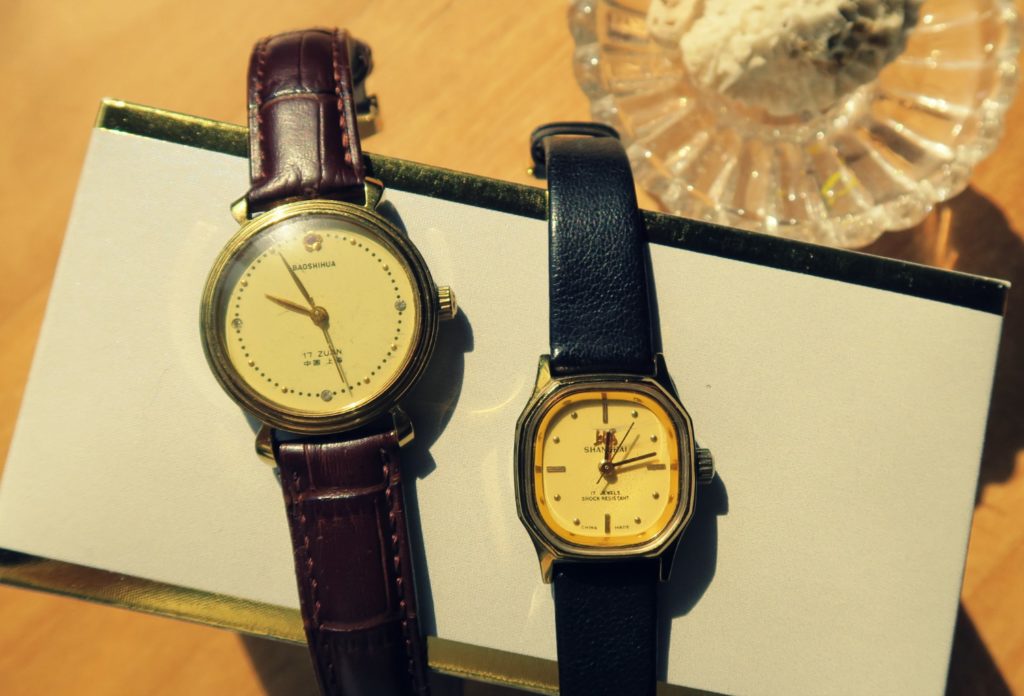 My two vintage Shanghainese watches, picked up from a local market, both straps changed.