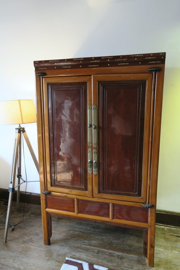 antique Chinese cabinet with decorative inlay