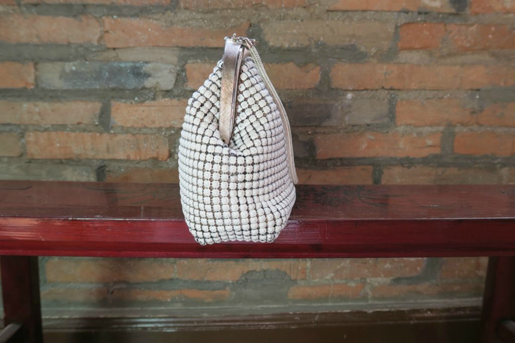 Oroton 60s vintage mesh bag side view