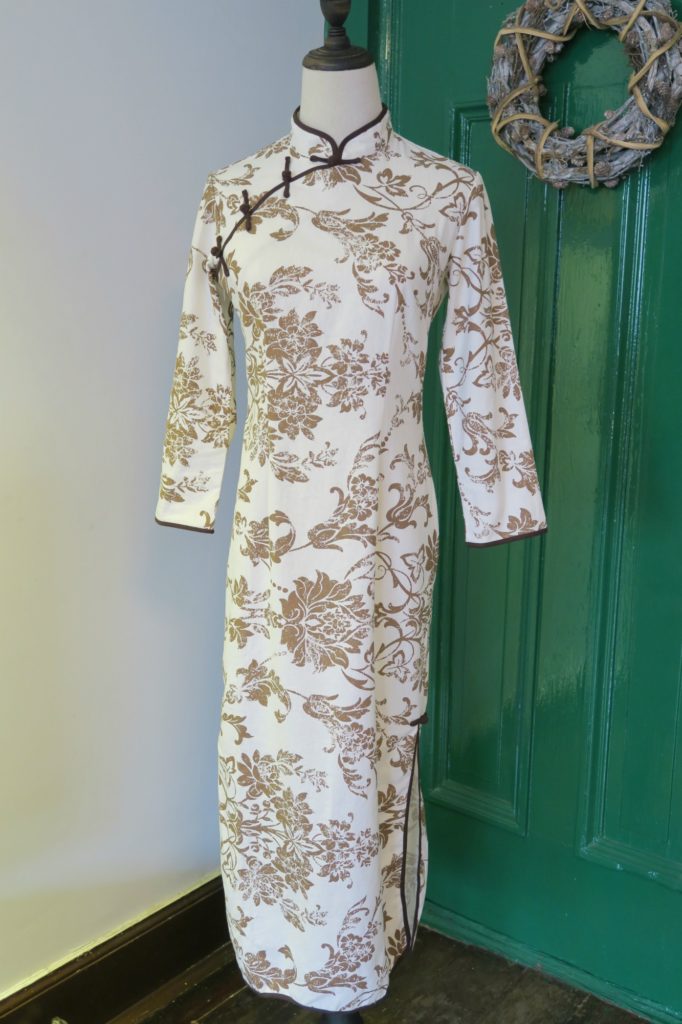 Floral long sleeve ankle length qipao