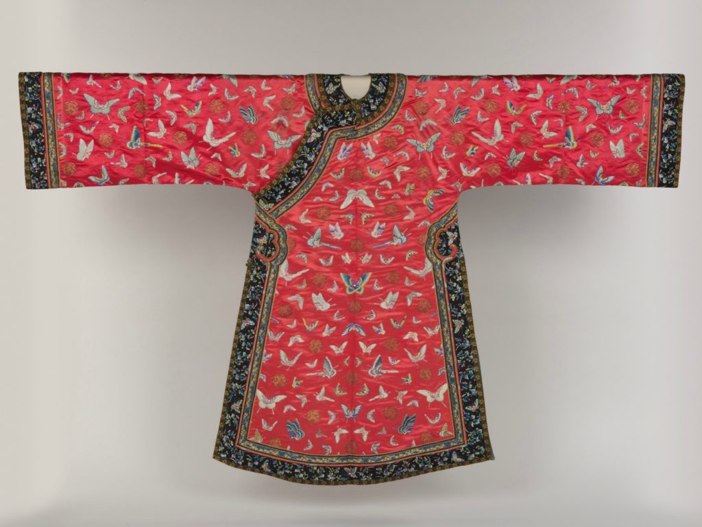 Qing dynasty red brocade ceremonial robe