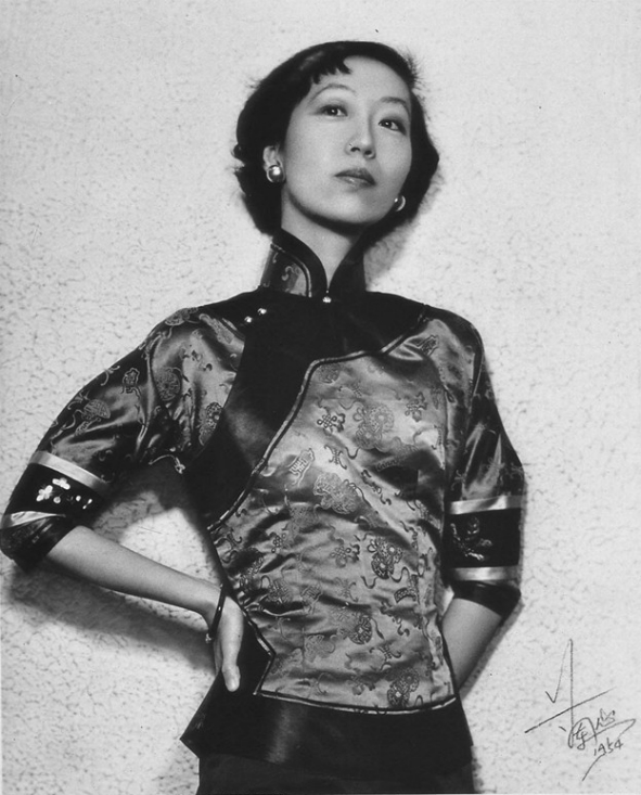 Eileen Chang (Zhang Ailing) wearing a qipao top