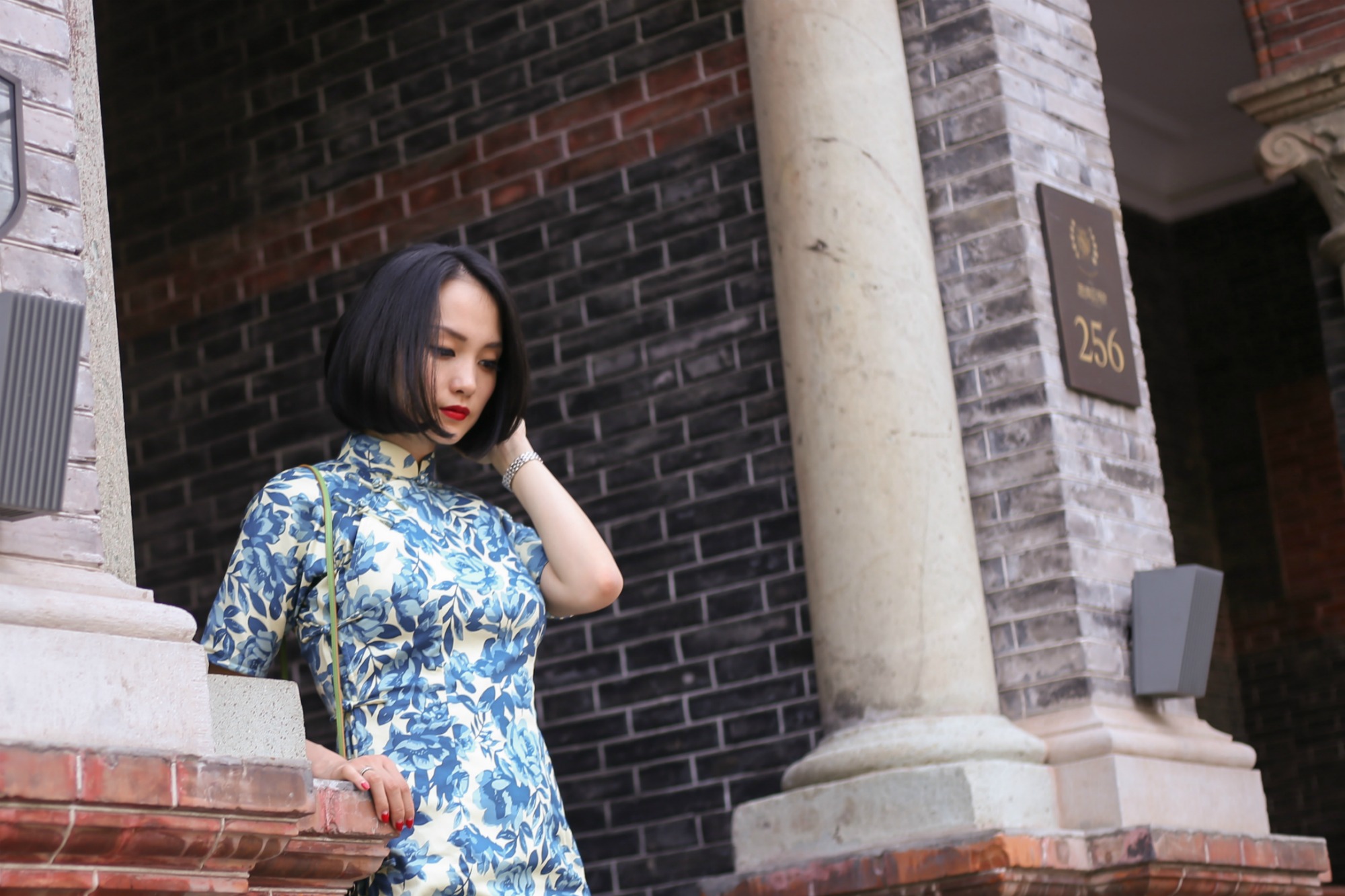 A Chinese porcelain inspired Qipao (cheongsam)